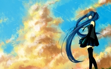 clouds vocaloid hatsune miku school uniforms twintails winds detached sleeves blue skies 1400x960 Wallpaper